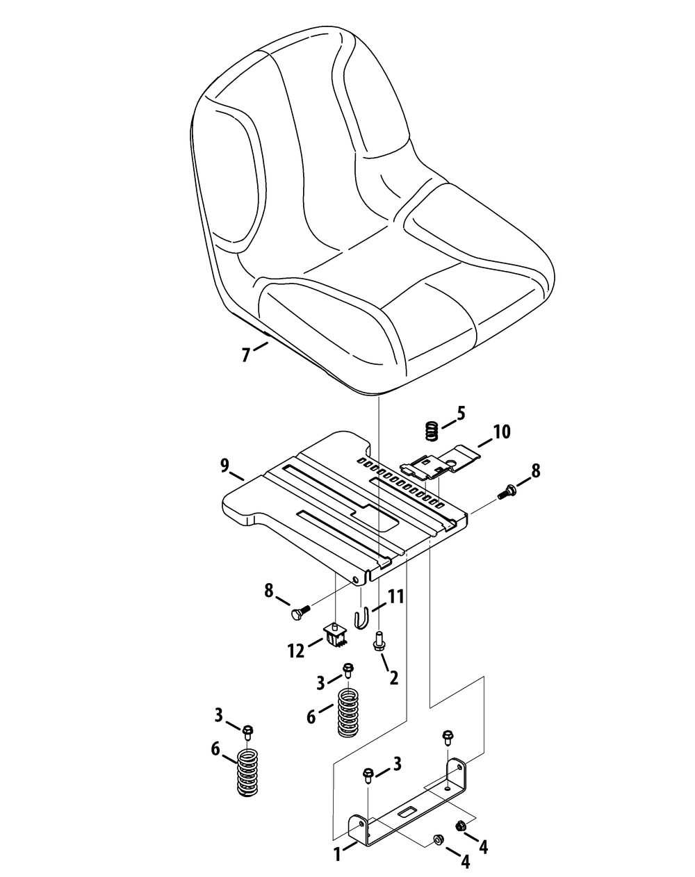 Seat Adjustment Diagram and Parts List for Z-FORCEL60 (17ASDALD010)(2014) Cub Cadet Lawn Tractor